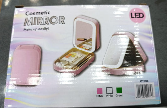 Portable Folding Makeup Mirror Jewellery Box – 3 Color LED Beauty Mirror with Storage Organizer