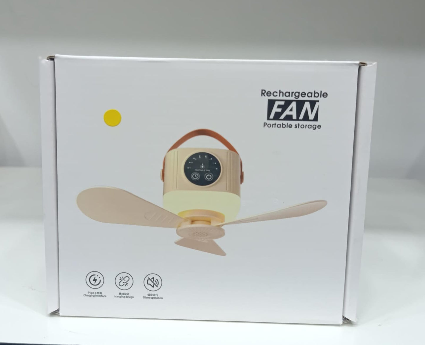Portable USB Rechargeable Ceiling Fan With Night Light – 4 Speed Mini Camping & Dorm Fan With 8H Timer