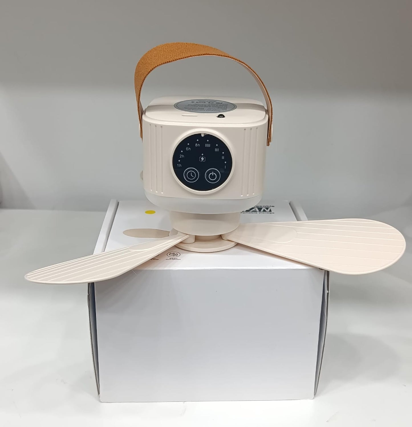 Portable USB Rechargeable Ceiling Fan With Night Light – 4 Speed Mini Camping & Dorm Fan With 8H Timer