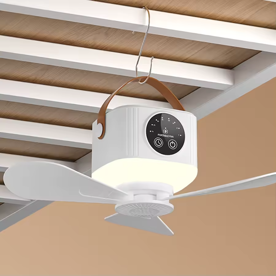 Portable USB Rechargeable Ceiling Fan With Night Light – 4 Speed Mini Camping & Dorm Fan With 8H Timer