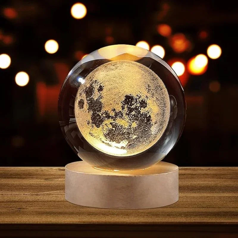 3D Moon Lamp | USB LED Galaxy Crystal Ball Night Light | Bedroom Decor & Kids Birthday Gift