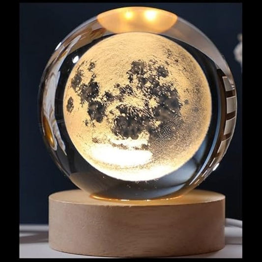 3D Moon Lamp | USB LED Galaxy Crystal Ball Night Light | Bedroom Decor & Kids Birthday Gift