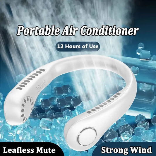 Portable Bladeless Neck Cooler Fan – USB Rechargeable Hands-Free 360° Airflow